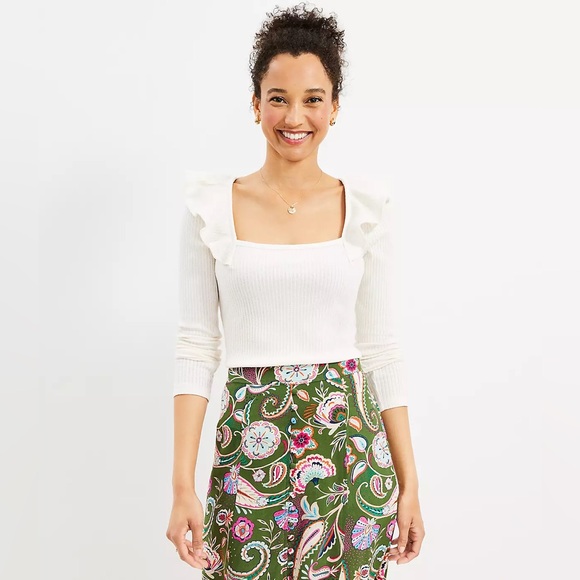 LOFT Ruffle Square Neck Top - Picture 5 of 5